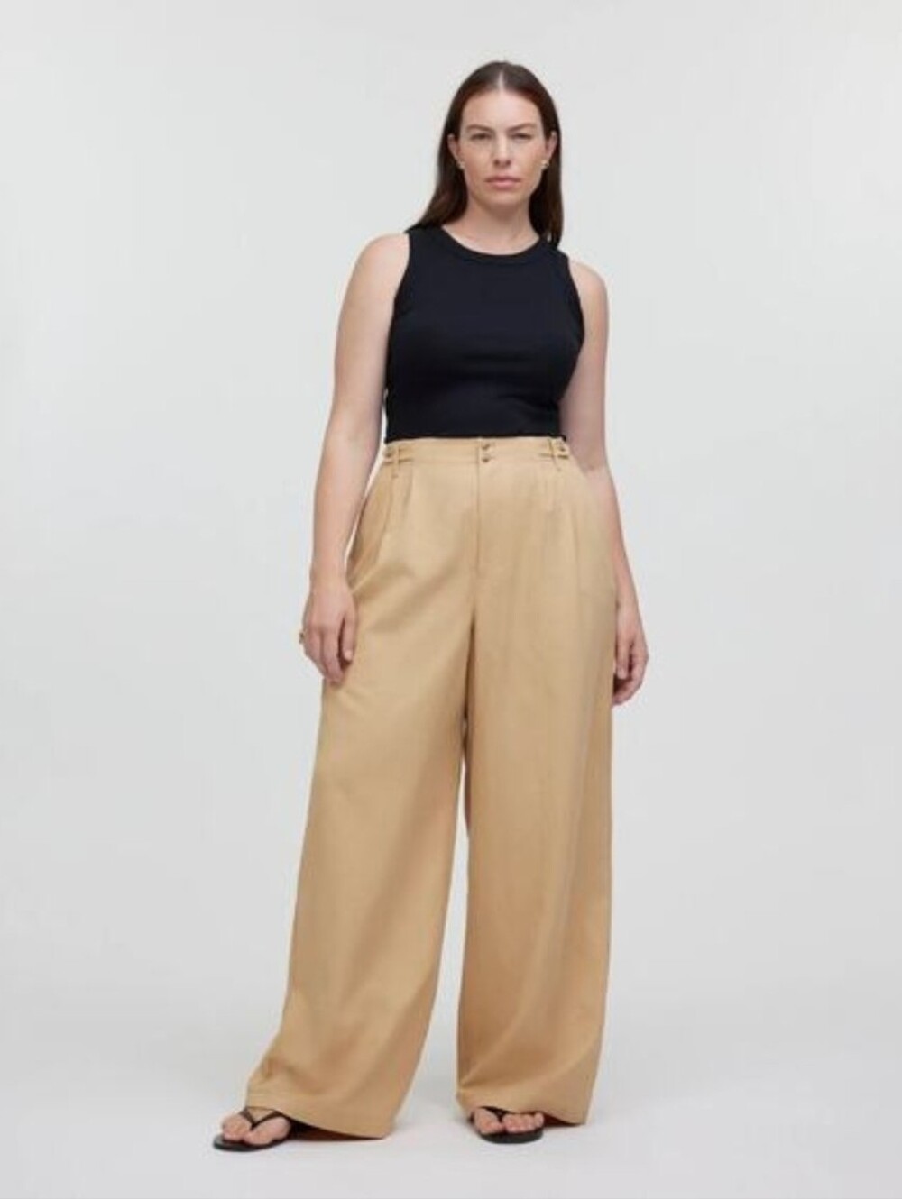 Madewell Desert Dune Tan The Petite Harlow Wide Leg Pant in Drapey Twill NH266